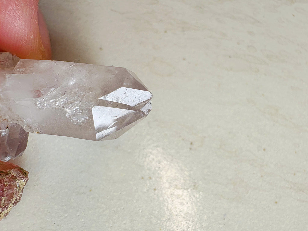 Mini trio 5 - Cristal de roche / Quartz fumé / Fluorite rose - origine FRANCE