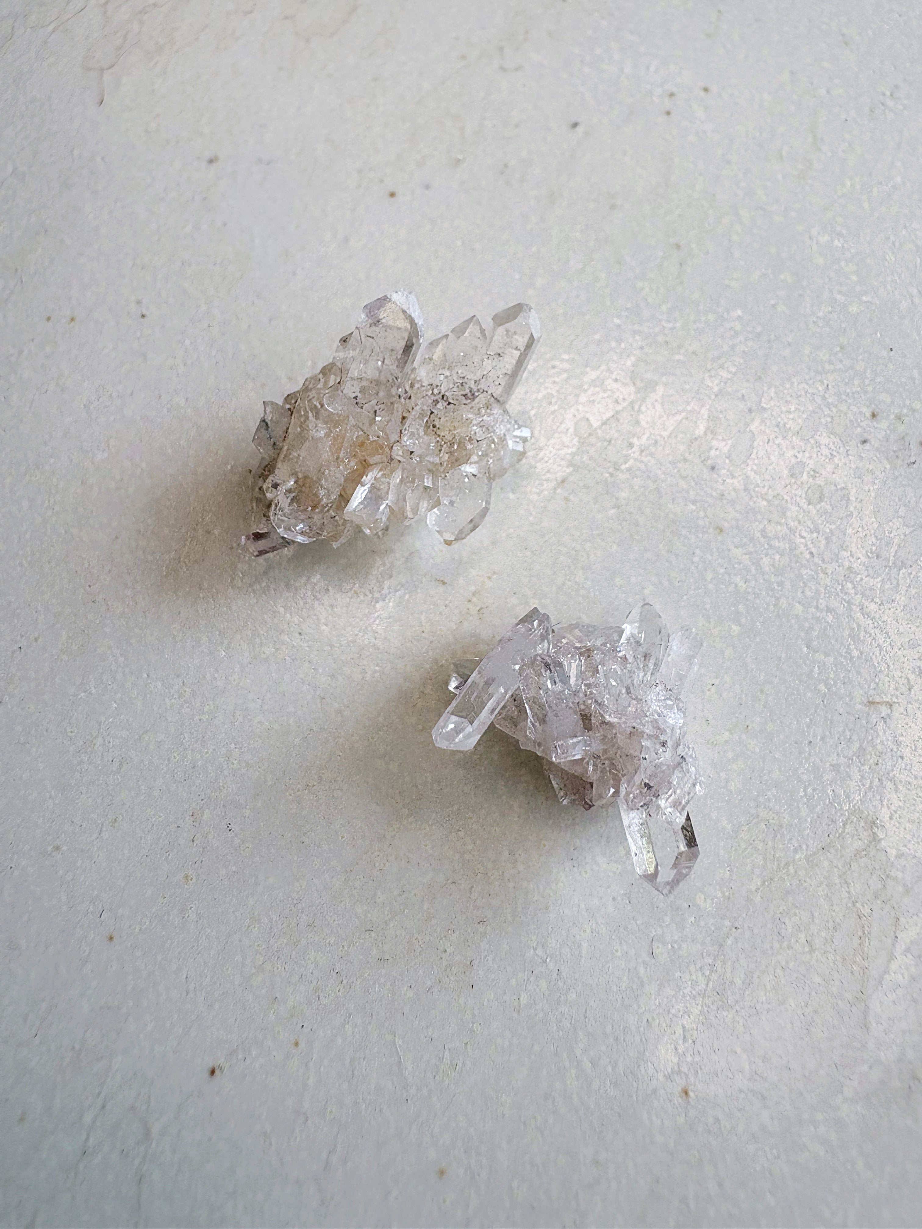 Mini lot 3 - Cristal de roche / Quartz fumé / Fluorite rose - origine FRANCE