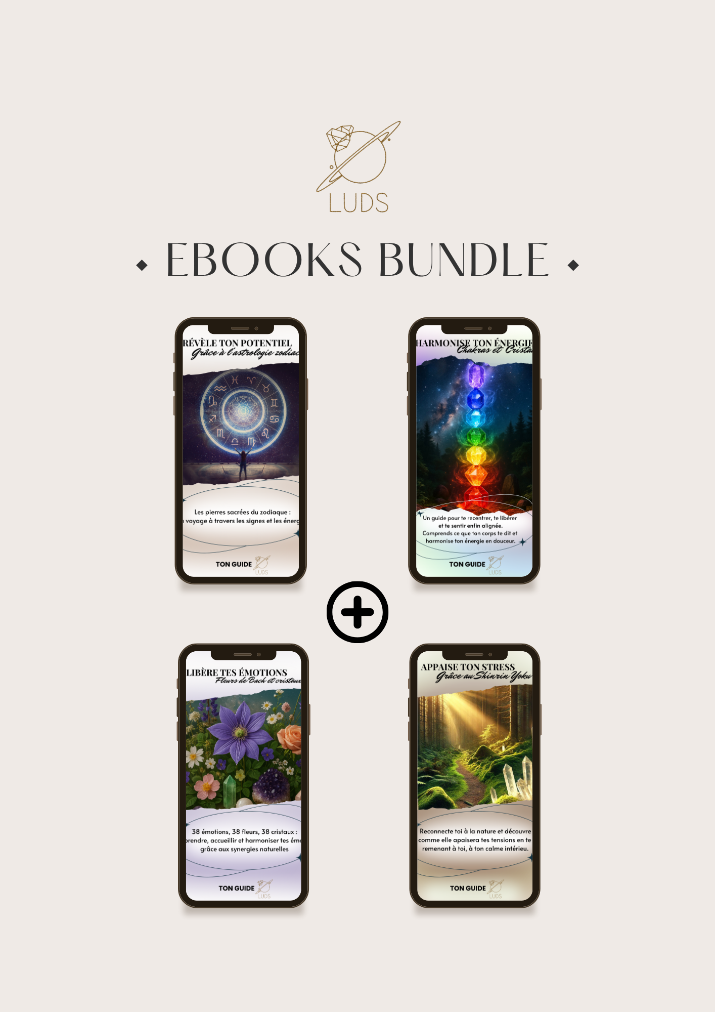 BUNDLE - Ebooks combo Astrologie Zodiacale et Lithothérapie + Fleurs de Bach et Lithothérapie + Shirin Yoku et Lithothérapie + Chakras et lithothérapie 🌳🌺♌️☸️