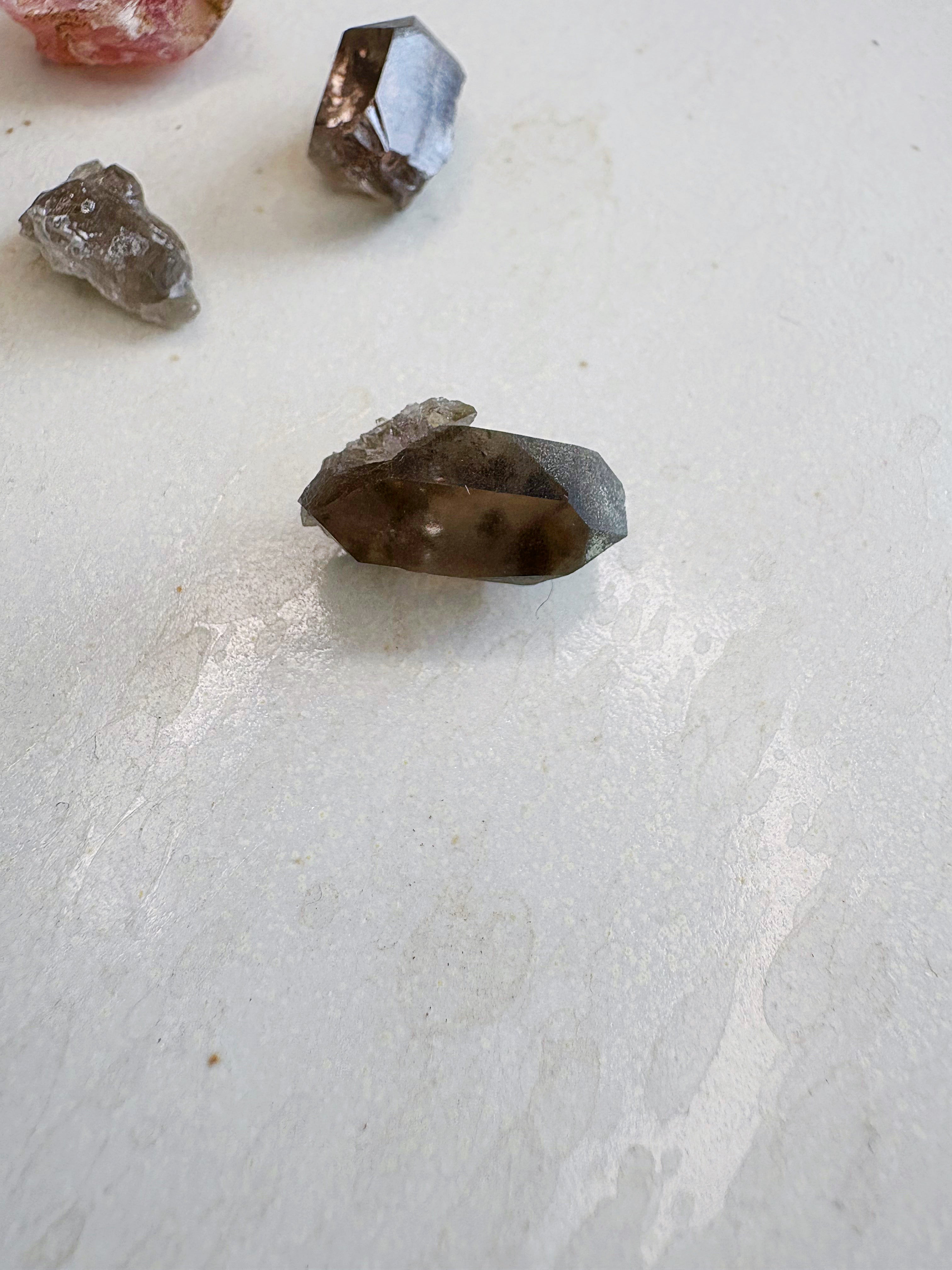 Mini lot 6 - Quartz fumé / Fluorite rose - origine FRANCE