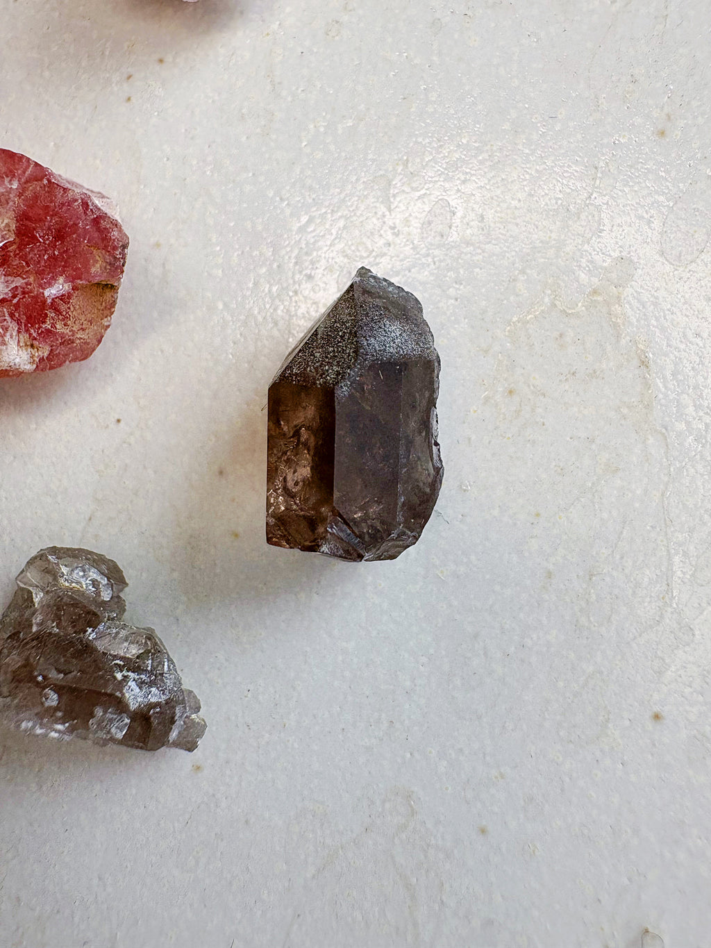 Mini lot 6 - Quartz fumé / Fluorite rose - origine FRANCE