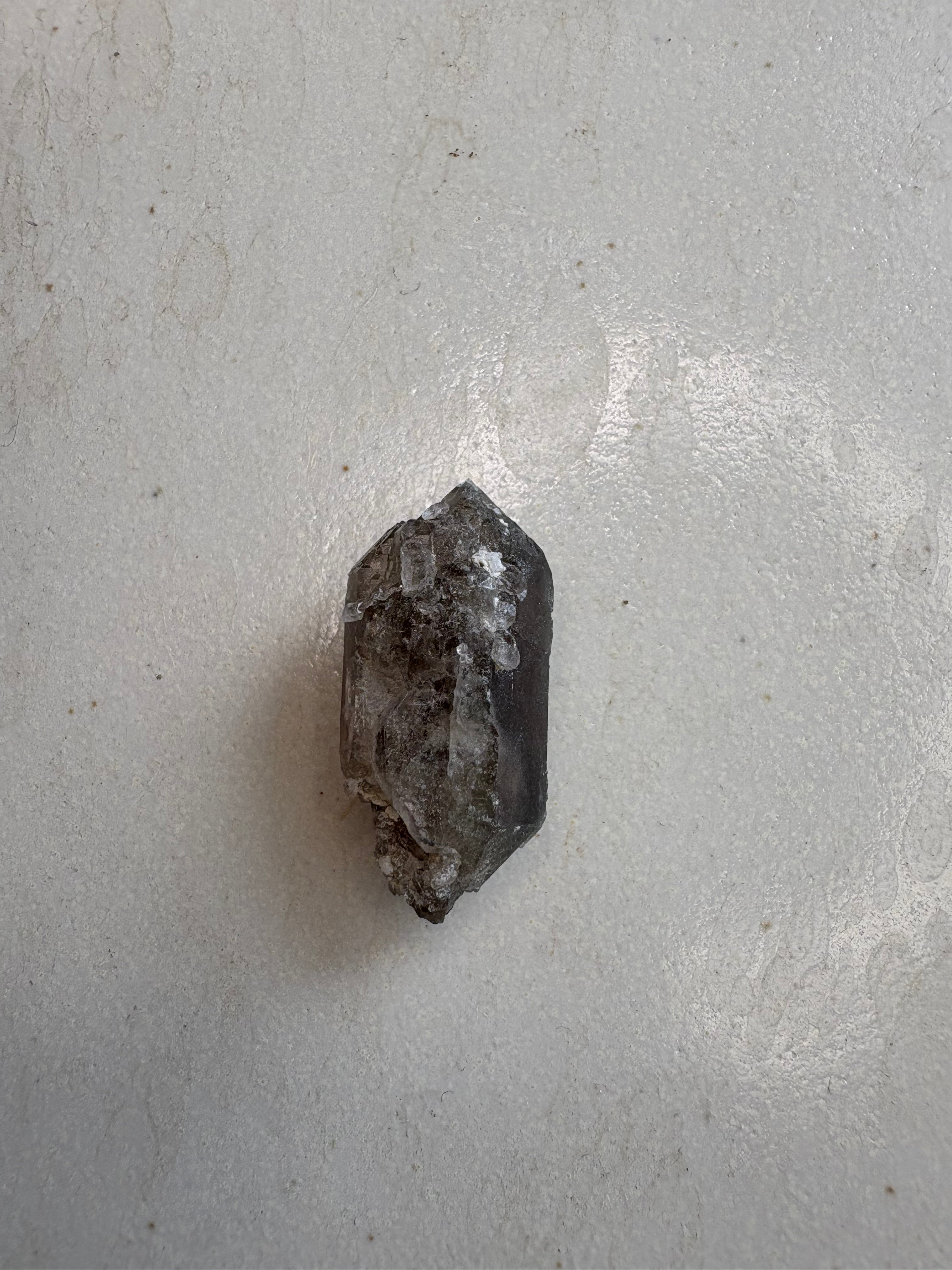 Mini trio 5 - Cristal de roche / Quartz fumé / Fluorite rose - origine FRANCE