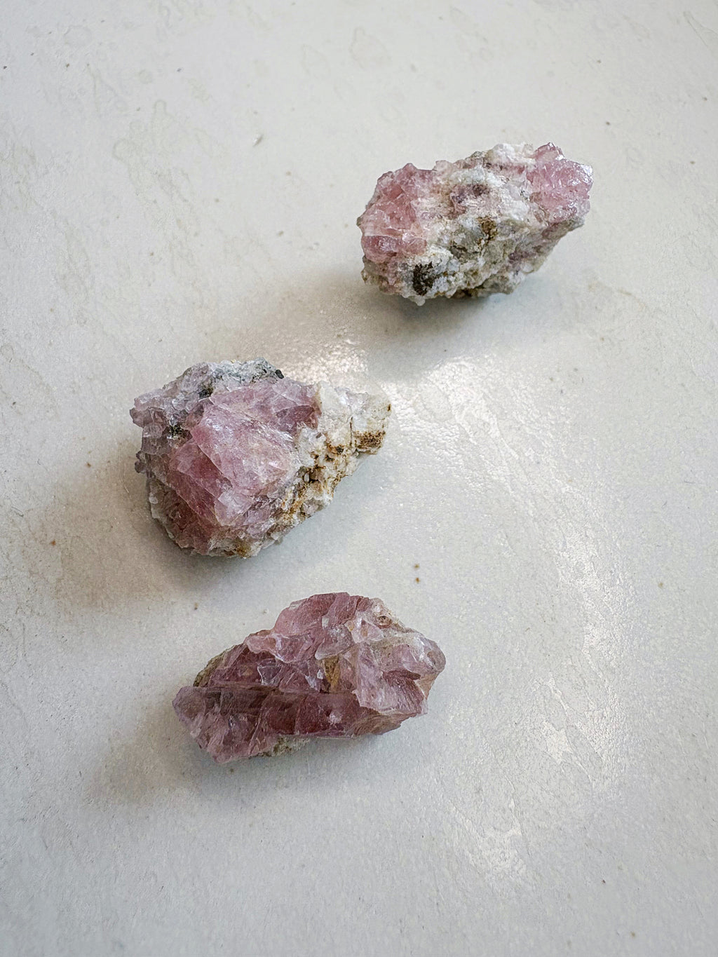 MINI lot par 3 : Fluorite rose - origine FRANCE