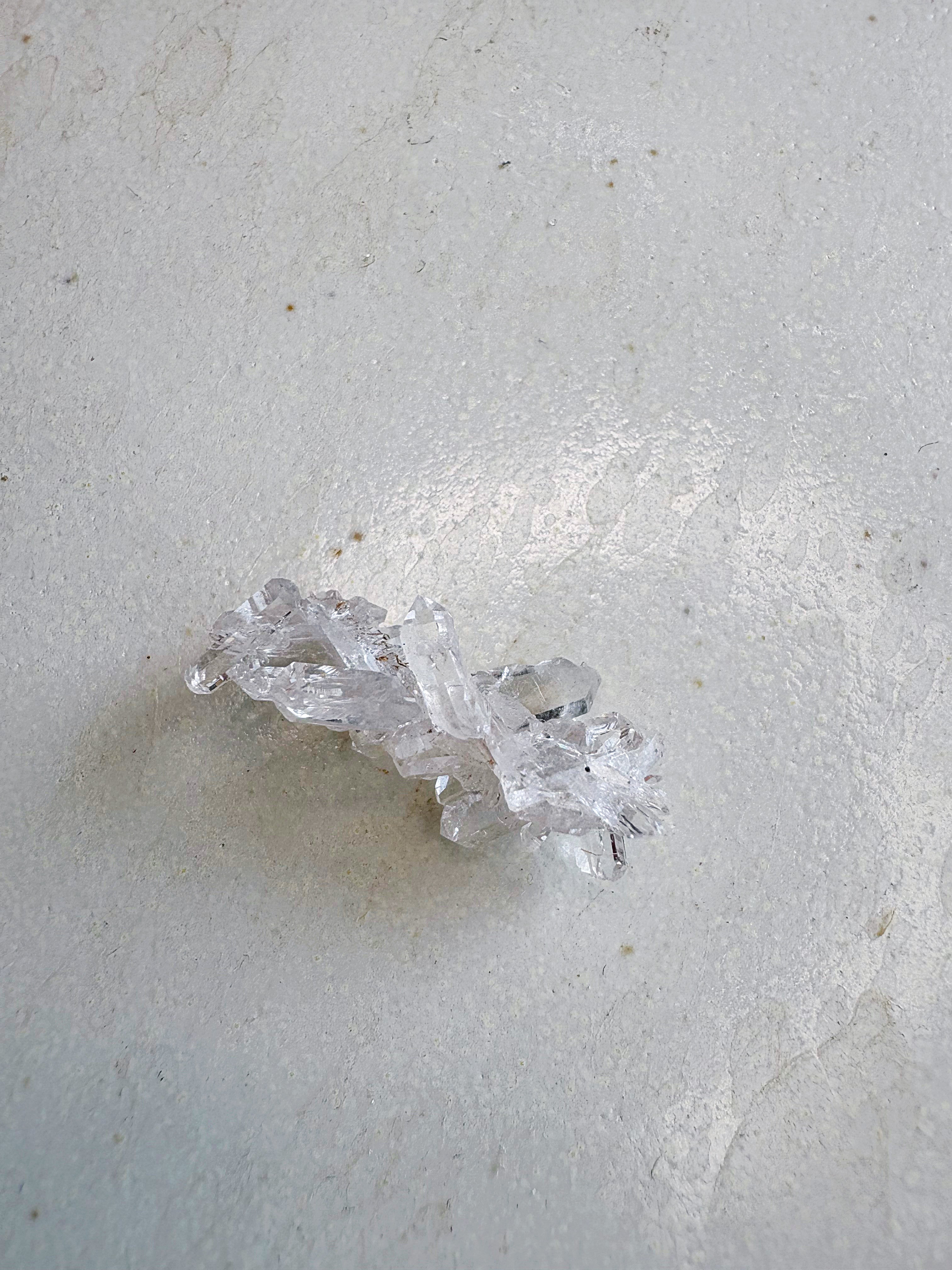 Mini trio 4 - Cristal de roche / Quartz fumé / Fluorite rose - origine FRANCE