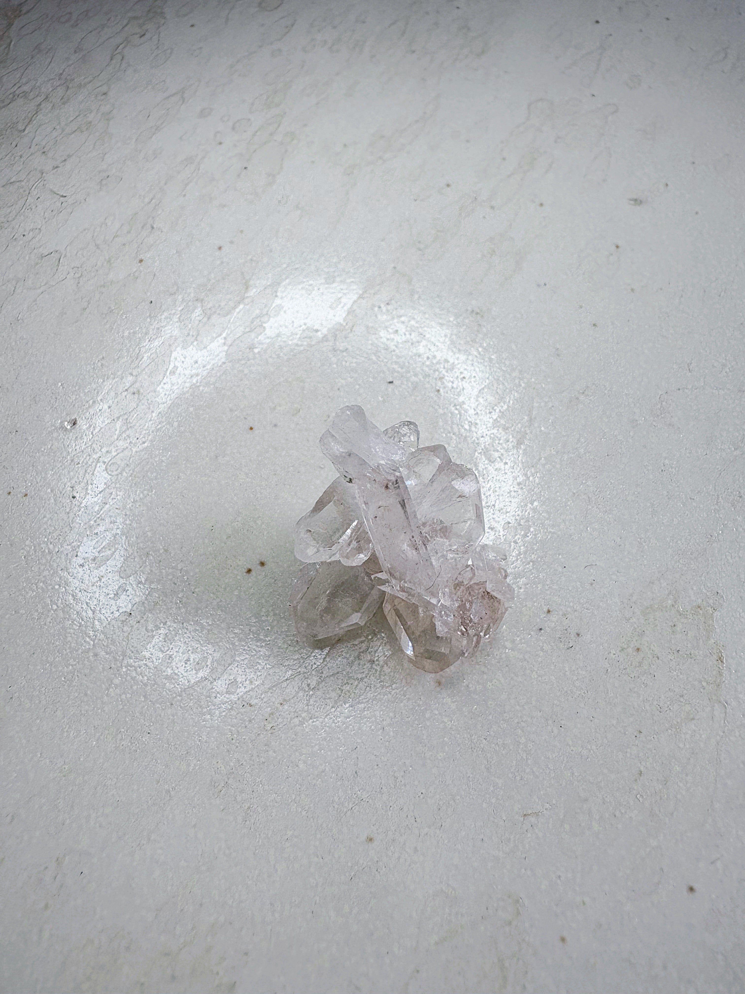 Mini trio 2 - Cristal de roche / Quartz fumé / Fluorite rose - origine FRANCE